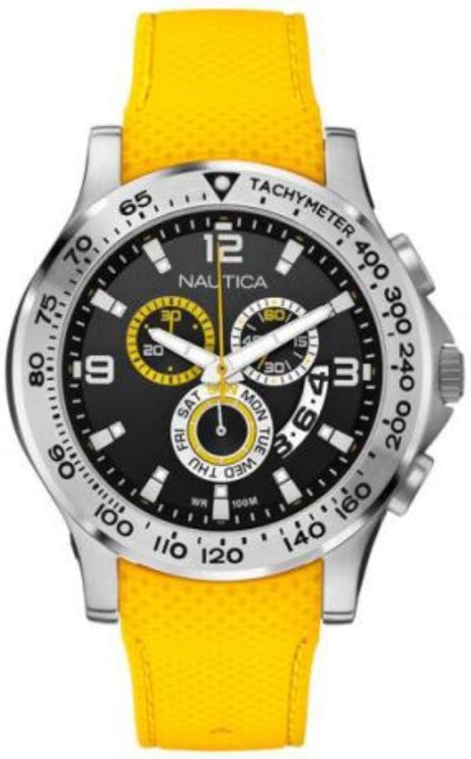Nautica A19600G - Reloj de Pulsera Hombre, Silicona, Color Amarillo