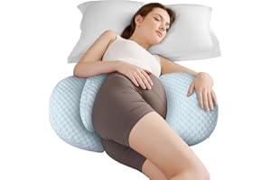 Coussin de grossesse - Soutien de maternité en forme de W pour les personnes dormant sur le côté, coussin de voyage réglable 