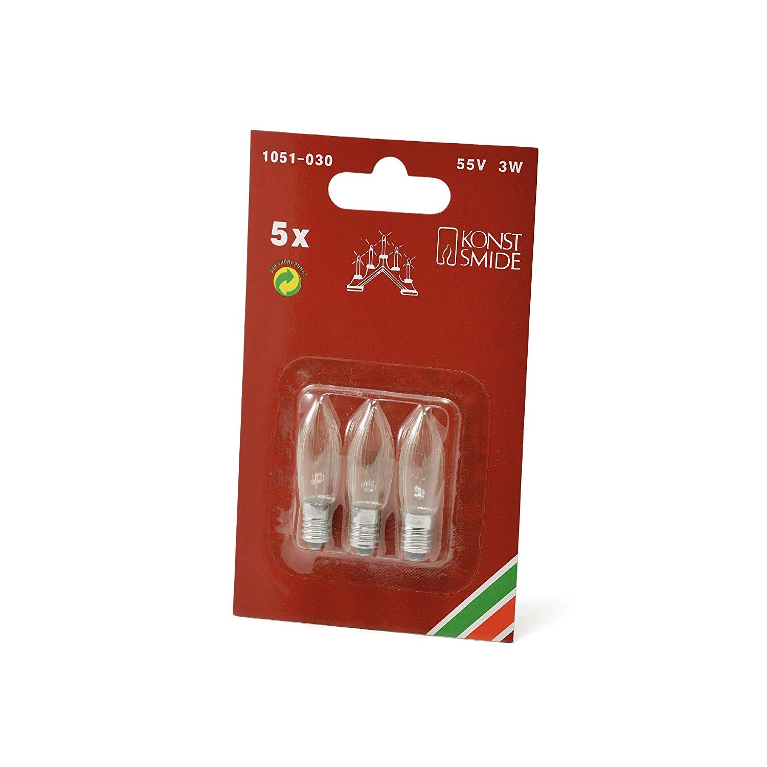 Konstsmide 1051-030 Official Spares Welcome Light Bulbs, 55 V, 3 W - Pack of 3, Clear
