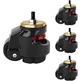 Leveling Stem Casters, Heavy Duty Leveling Casters, Load Capacity 4400 Lbs | 4Pack (2.5 INCH) Retractable Workbench Caster with Nylon Wheel and Rubber Foot