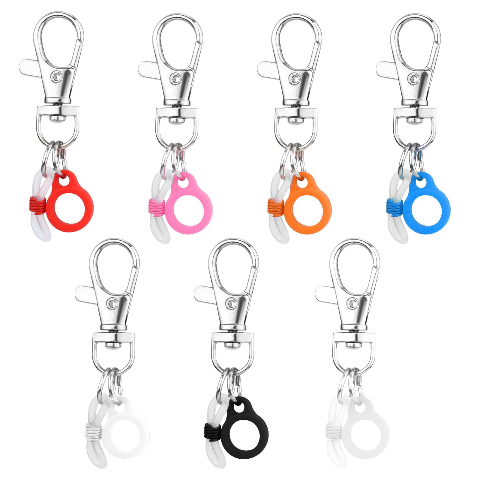 Photo 1 of 7pcs Badge Pen Holder Clip, Badge Pen Accessories Pen Holder Badge Reel Clips Silicone Lanyard Holder Pen Clip with Lobster Clasp 7 Colors for Highlighter Pencil