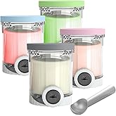4 Pack Creami Pints and silicone Lids for Ninja NC700 NC701 Series, Compatible with Ninja Swirl Ice Cream & Soft Serve Makers, BPA-Free & Dishwasher Safe, Replacement XSK7PNTLD2