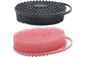 2 Pack Dual-Sided Silicone Body Scrubbers, Exfoliating Body Scrubber&Back Brush, Soft Silicone Loofah for Gentle and Effectiv