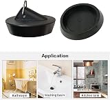 Tomario 2 Pack Silicone Sink Bath Plug 44mm with Stainless Chain Black 2x view 7
