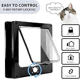 EASY JOY 4 Way Locking Cat Flap Medium with Magnets Silent Door In/Out/Closed view 2