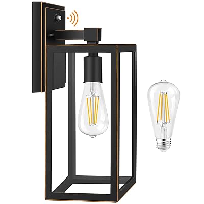 Buy Dusk To Dawn Sensor Outdoor Wall Lights Exterior Light Fixtures Wall Mount Anti Rust Porch Lights Matte Black Wall Lanterns With Gold Rim Wall Sconce Garage Lighting Wall Lamp Bulb Included Online