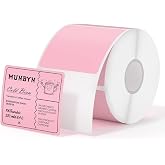 MUNBYN 2x2 Thermal Labels, 750 Sheets/Roll, Pink | Strong Adhesive &amp; Perforated, Non BPA&amp;BPS for Small Business, Barcode, Bakery, Shipping