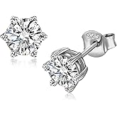 Vryssky Moissanite Stud Earrings for Women 925 Sterling Silver Hypoallergenic D Color VVS1 Brilliant Round Moissanite Earrings