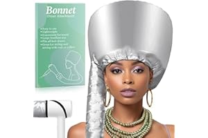 SPIRALSCGV Hooded Hair Dryer Bonnet - Fast-Drying Bonnet Hair Dryer for Natural Hair, Deep Conditioning, Styling, & Curl Enhancing - Adjustable Fit, Heat Distribution, Portable & Lightweight for Travel（Silver）