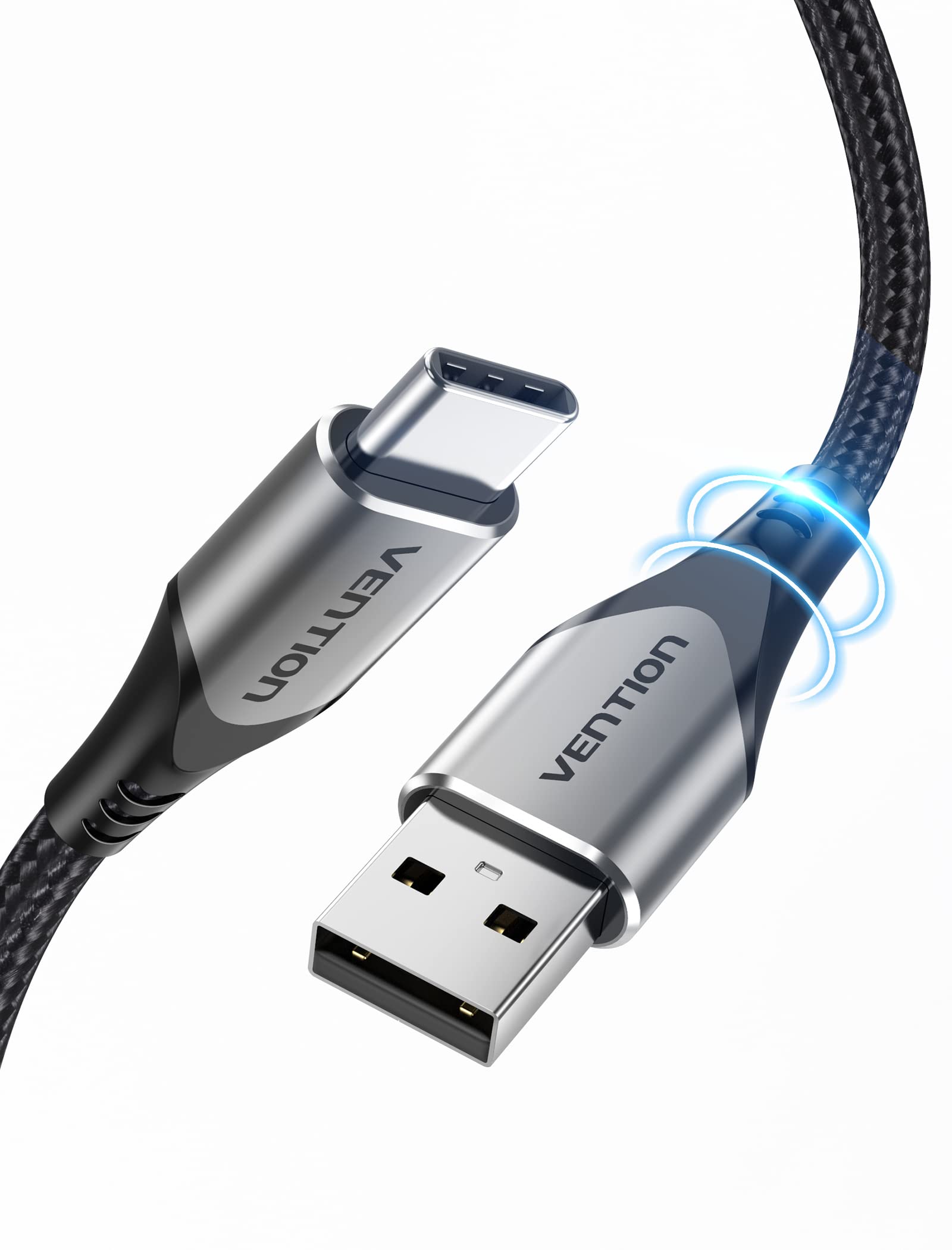 VENTION Long USB C Charger Cable 3M 60W, Nylon Braided USB C Fast Charging Cable Compatible with PS5 Controller, Xbox Controller, Kindle Paperwhite Fire Tablets, iPhone 16/15, Google Pixel 9/8/7