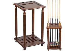 Collapsar Pool Stick Holder Floor Stand,Pool Cue Rack Holds Cue Stick & Billiard Accessiores,Solid Wood Corner Stand Pool Cue Holder