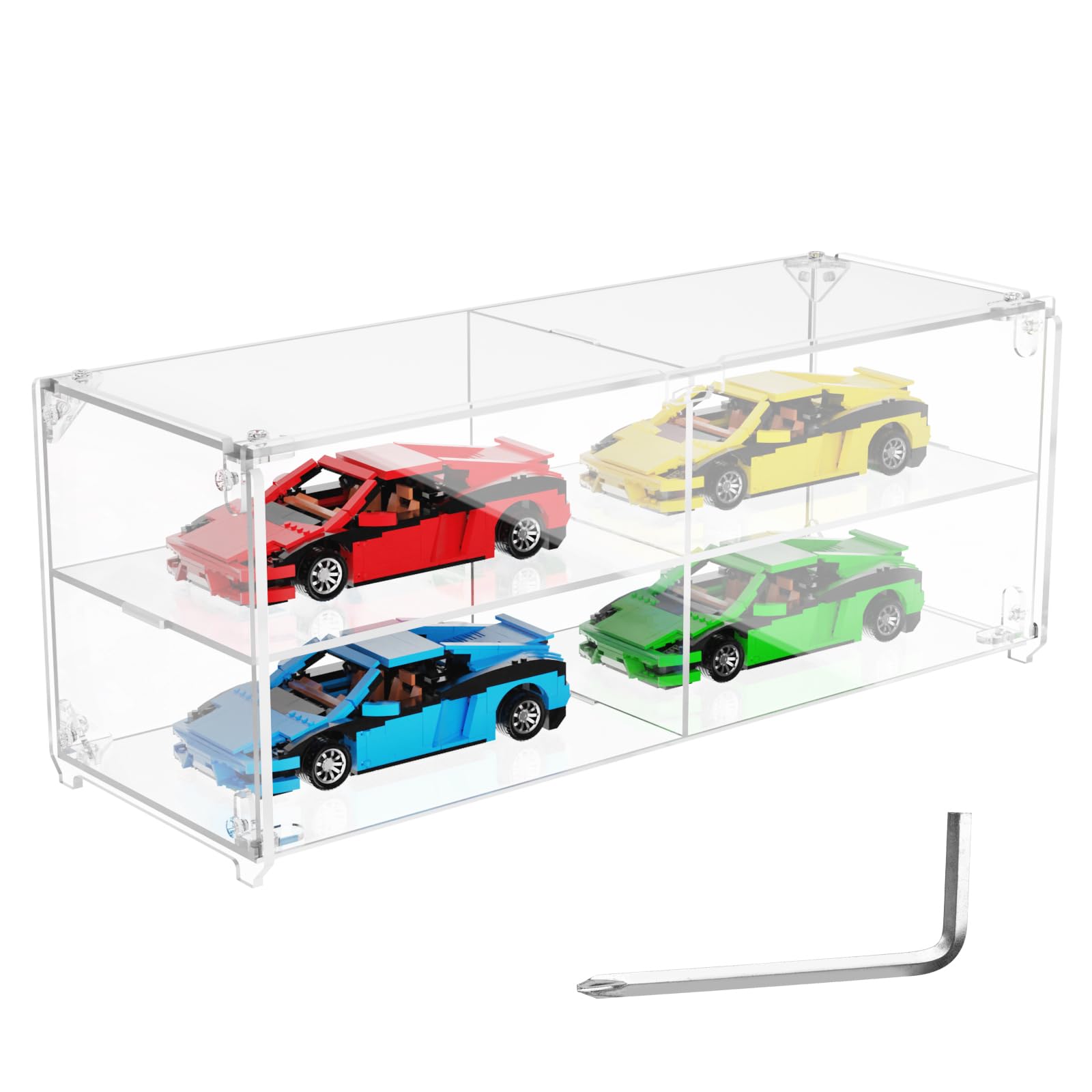 Photo 1 of Beautyflier Acrylic Display Case for Lego Racing Sports Car Toy, 2-Layer Display Box for Lego Speed Champions and Model Car, Countertop Display Case for Collectibles Dustproof Showcase (Case Only)