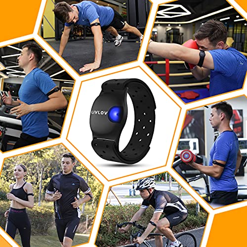 LIVLOV V9 Bluetooth ANT+ Heart Rate Monitor Armband, Rechargeable HRM
