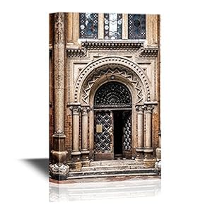 Doors Canvas Wall Art - Door of Historic House of Baroque and Classicism Style in The West of Ukraine, Lviv - Gallery Wrap Modern Home Art | Ready to Hang - 12x18 inches