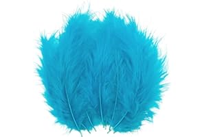 LWINGFLYER 100pcs Turquoise Feathers Fluffy Turkey Marabou Feathers 4-6 Inches for Crafts Dream Catcher Fringe Trim Colored Feathers Fly Tying Material