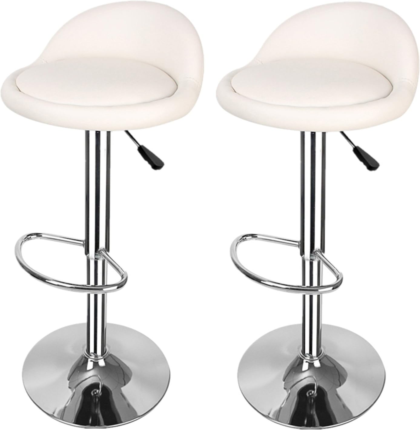 OiCDi White Breakfast Bar Stools Kitchen Stools adjustable swivel gas lift, chrome footrest faux leather bar chair for Breakfast Bar, Counter, Kitchen, Living rooms, Coffee shops, Markets
