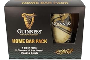 Official Guinness Home Bar Pack With Mats, Glasses, Towel & Cards