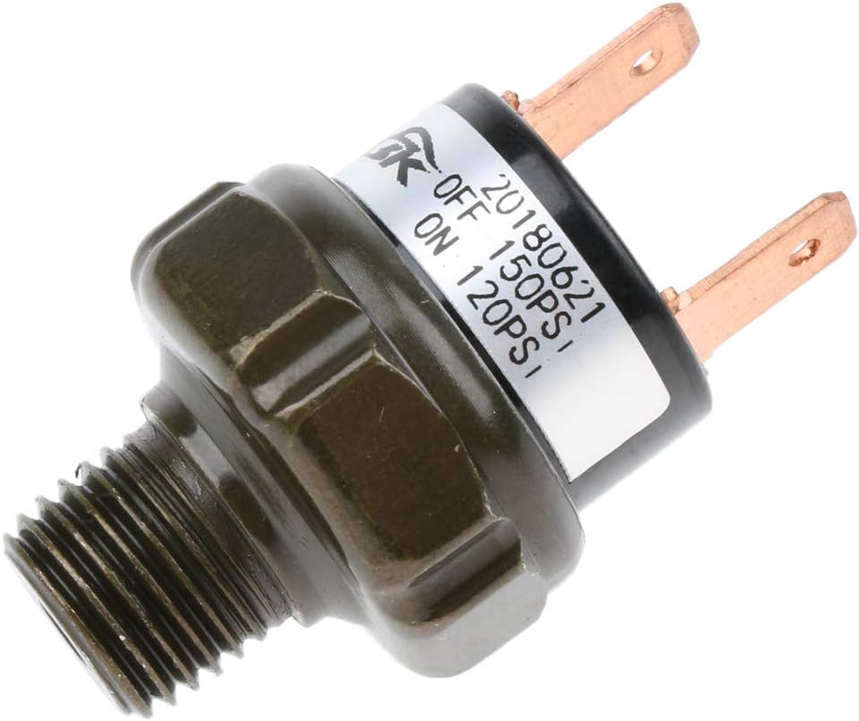 Jili Online Pressure Control Switch Valve for Air Compressor Aluminum Alloy - Black, 120-150PSI