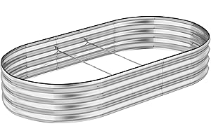 GreatBuddy 6×3×1ft Galvanized Raised Garden Bed Outdoor, Metal Planter Boxes Outdoor for Vegetables, Fruits, Flower, Herb, Anti-Rust& Weather-Resistant, Oval, Silver