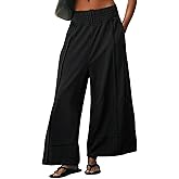 TAQCUX Womens Wide Leg Pants Casual Elastic High Waist Baggy Sweatpants Loose Cotton Lounge Palazzo Trousers