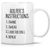 Retreez Funny Mug - Golfer's Instructions Swing Swear Look for Ball Repeat Golf 11 Oz Ceramic Coffee Mugs - Funny, Sarcastic, Inspirational birthday gifts for man, friends, coworkers, siblings, dad