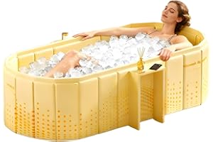 COBOPANDA Portable Bathtub for Adult 47" Large Collapsible Cold Plunge Bathtub Foldable No Installation Ice Bath Tub for Shower Stall, Bathroom Hot SPA Soaking Standing Tub