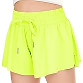 Girls Athletic Flowy Shorts with Pocket - 2 in 1 Butterfly Shorts for Teen Girls Youth Running Sports Spandex