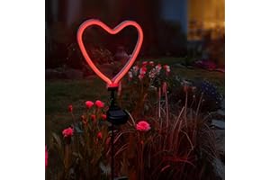 TOUCH OF ECO Solar LED Neon Red Heart Outdoor Garden Décor Stake Light Valentines Heart Lawn Decor -Nurses, Doctors, EMT's First Responders, Valentine Day, Honeymoons, Girl/Boy Friend, Gift and Affection