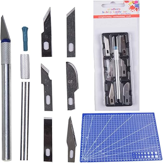 Utility Hobby Craft Knife Set with Self Healing Cutting Mat