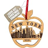New York Christmas Ornament 2026, Big Apple Ornament, Beautiful Laser Cut Wood Gifts, Big Apple Ornaments or Gift Idea, Stocking Stuffer, New York City Trip Souvenir Idea, Comes in Gift Box