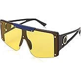 FEISEDY Women Sunglasses, Oversized Square Flat Top Shield Shades for Men B4060