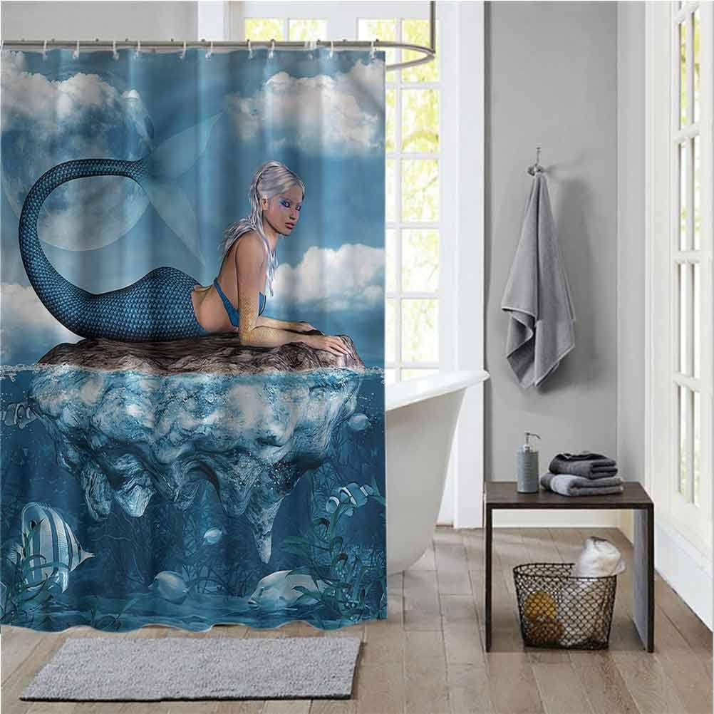 ScottDecor Mermaid Shower Curtain Set Mythical Sea Goddess