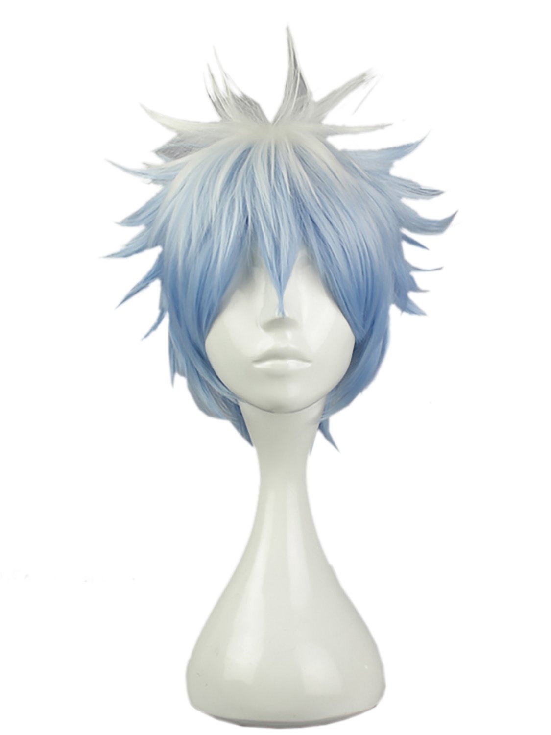 AMYHOME 14'' Lolita Cosplay Costume Wig Short Straight Hair Party Halloween Wig Anime Heat Resistant, Blue