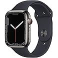 Apple Watch Series 7 (GPS + Cellular 45mm) Graphite Stainless Steel Case with Abyss Blue Sport Band (Renewed)