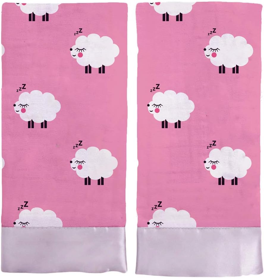 Bullabaloo Baby Super Soft Bamboo Cotton Muslin Satin Edged Comforters Pack of 2 Pink Sheep