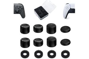 ShiMa Owl Thumb Grip Controller Gamepad Raised Antislip Thumb Stick Grips Thumbsticks Joystick Cap for PS5/4,Switch Pro Controller-Precision Rings(4pcs),Storage Case,Thumb Grips(8pcs),Black Set