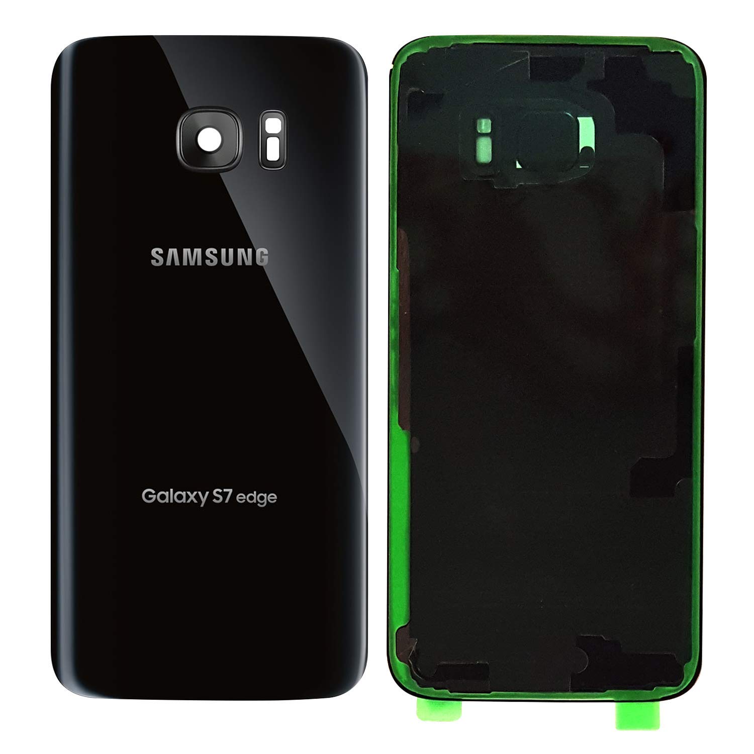 MovTEK Back Glass Replacement Rear Battery Cover Genuine for Samsung Galaxy S7 Edge G935F with Camera Lens Repair Kit Black