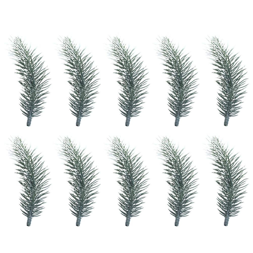 VALICLUD 20pcs Artificial Frosted Pine Needles Branches Green Plants Pine Needles for DIY Christmas Garland Wreath 14cm