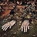 Halloween Zombie Hands Arms, Skeleton Stakes Lawn Stakes, Bloodied Scary Zombie Fingers Graveyard Prop Decoration Halloween Décor for Outdoor/Yard/Patio, White&Red
