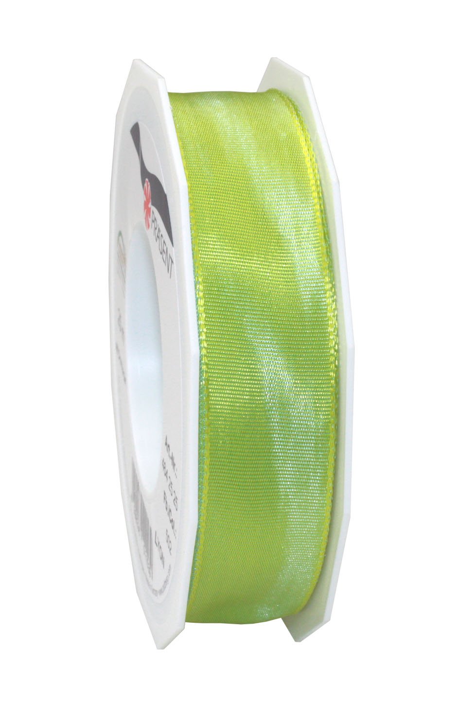 PRÄSENT - Lyon Wired Taffeta Ribbon Lime Green 25 mm width, 25 m length — image 1