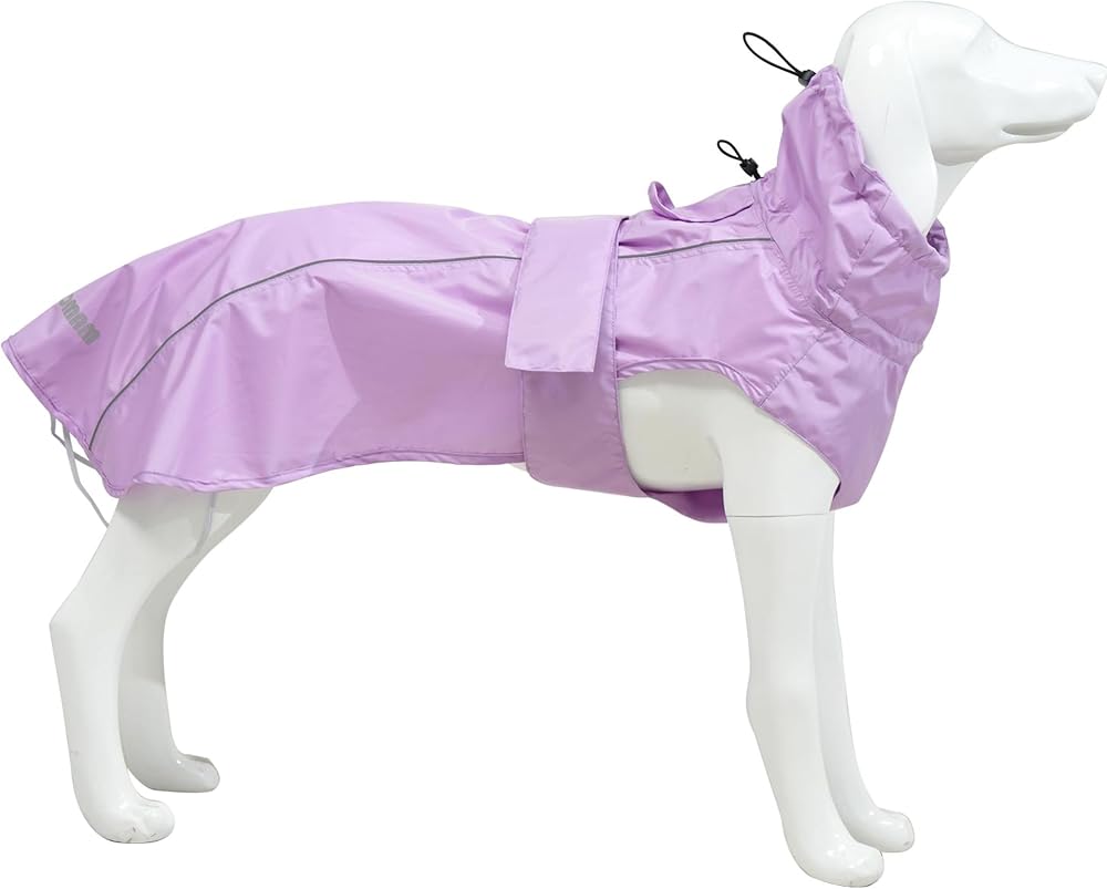 MAMORE Adjustable Waterproof Dog Raincoat Reflective Strip XX-Large Light Purple