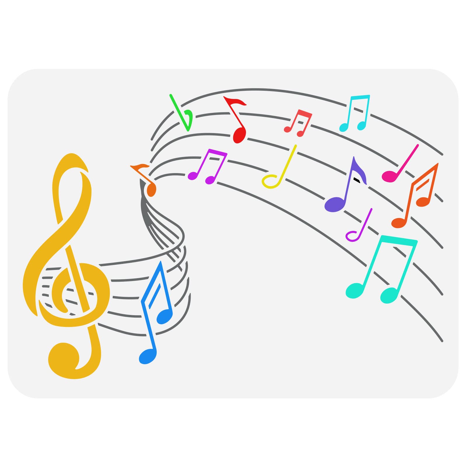 FINGERINSPIRE Music Note Stencil 29.7x21cm Reusable Plastic PET Treble Clef Stencils Hollow Out Pentameter Jumping Music Symbols Drawing Stencil for Wall, Tile, Fabric, Wood, Paper, Craft Decor