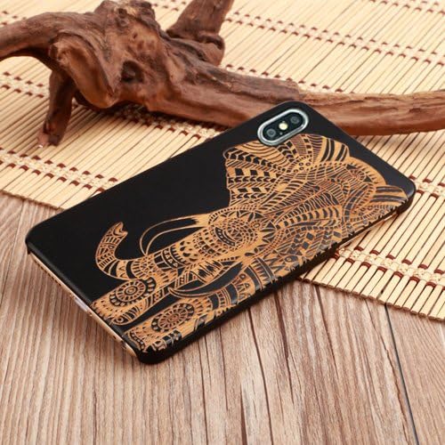 QDAOT iPhone X Case, Maple Wood Cases For iPhoneX Handmade Wooden Cases Craved Compared With TPU [Shockproof][Drop Protection] for Iphone X (Puzzle) (Elephant)