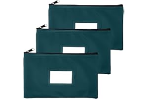 Money Bank Deposit Bag with Zipper | 11x6 inch | Green | Durable Leatherette Money Cash Coin Check Wallet Pouch for Men & Women with Framed ID Window and Blank Card | by GIDABRAND (3)