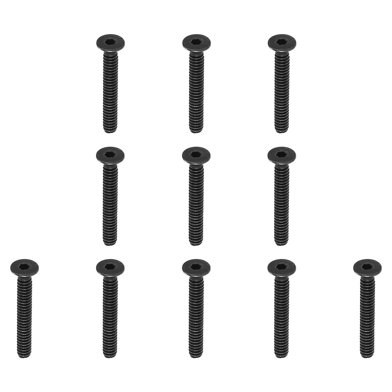 PATIKIL #6-32 x 1 Inch Flat Head Socket Cap Screws, 10 Pack Flat Countersunk Bolts Hex Socket Drive Machine Screws Full Thread Coarse Thread UNC Black Oxide Grade 10.9