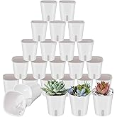 HOFURME 24 Pcs Self Watering Pots for Indoor Plants, 3 Inch White Plastic Self Watering Planters with Water Level Indicator - Perfect for Succulents