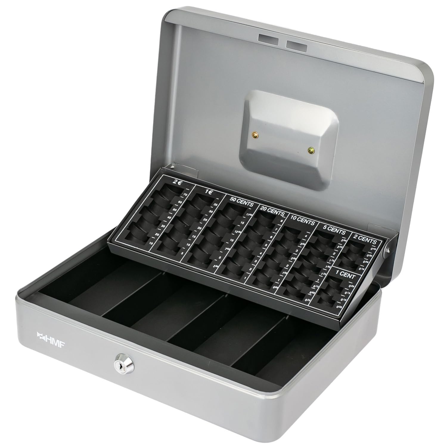 HMF 4215-09 Cash Box with EURO Coin Tray 30 x 24 x 9 cm, silver