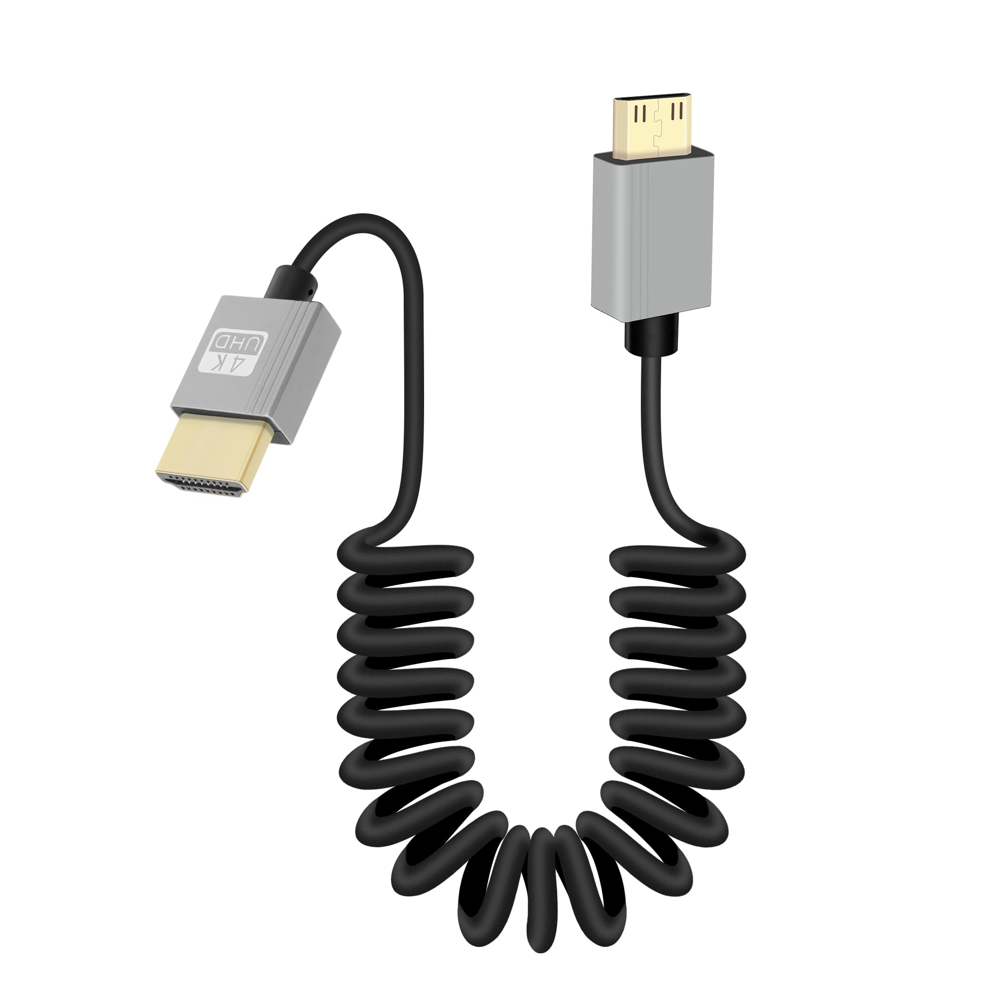 GELRHONR Mini HDTV Coiled Cable, 4K/60Hz Ultra Thin Mini HDTV Cable Short 18Gbps 3DHigh Speed, Support 3D,for DSLR Camera Camcorder, HDTV, Laptop (Straight)