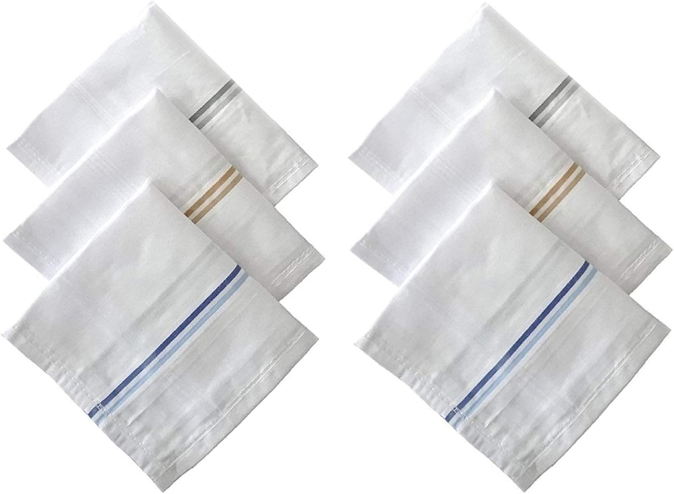SimplyCraft Men's Cotton Handkerchief (White, 44 x 44 cm) - Pack of 6