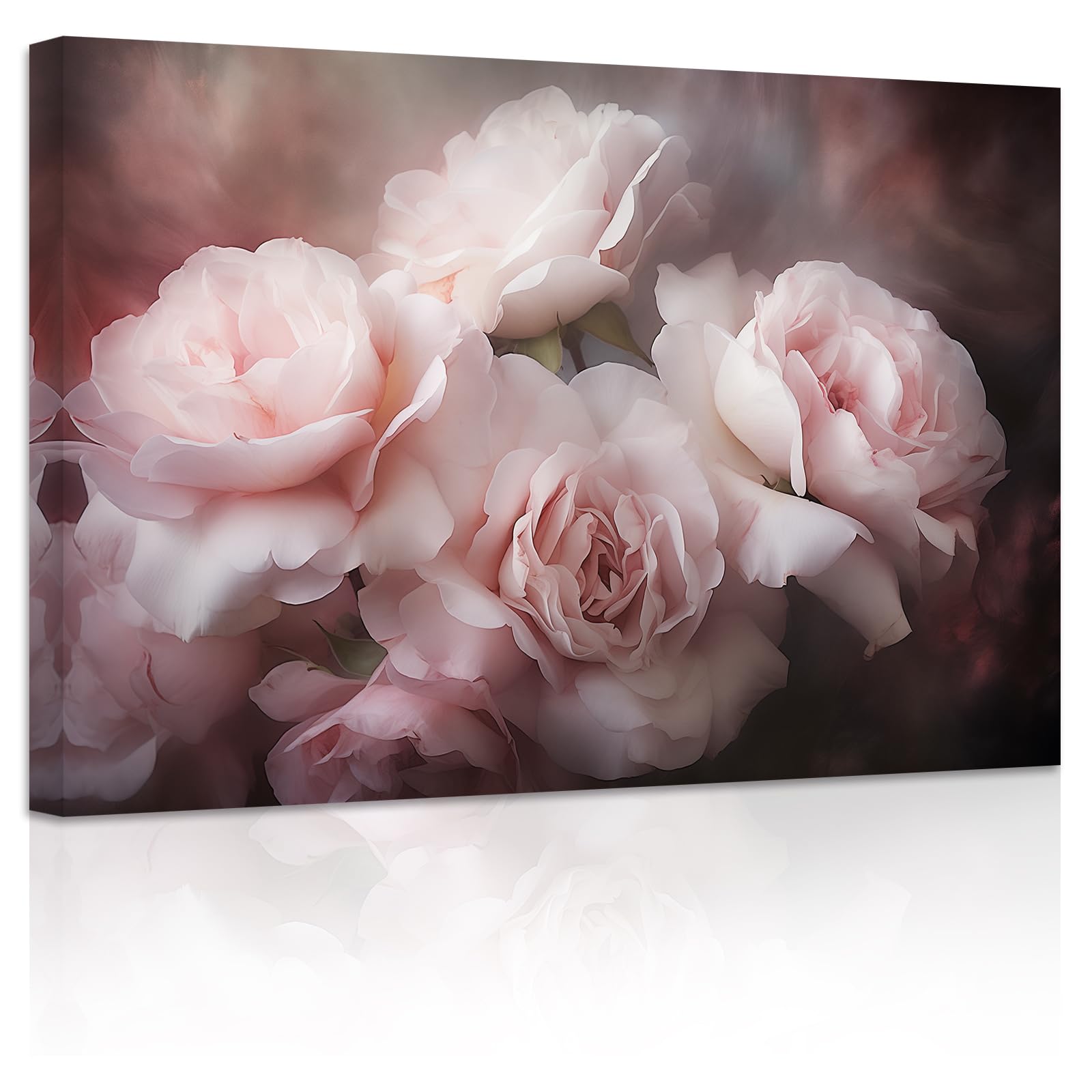 ZXHYWYM Rose Flower Canvas Wall Art Vintage Pink Rose Floral Painting Prints Elegant Blooming Botanical Pictures Artwork Home Decor Framed(2, (12.00" x 18.00"))